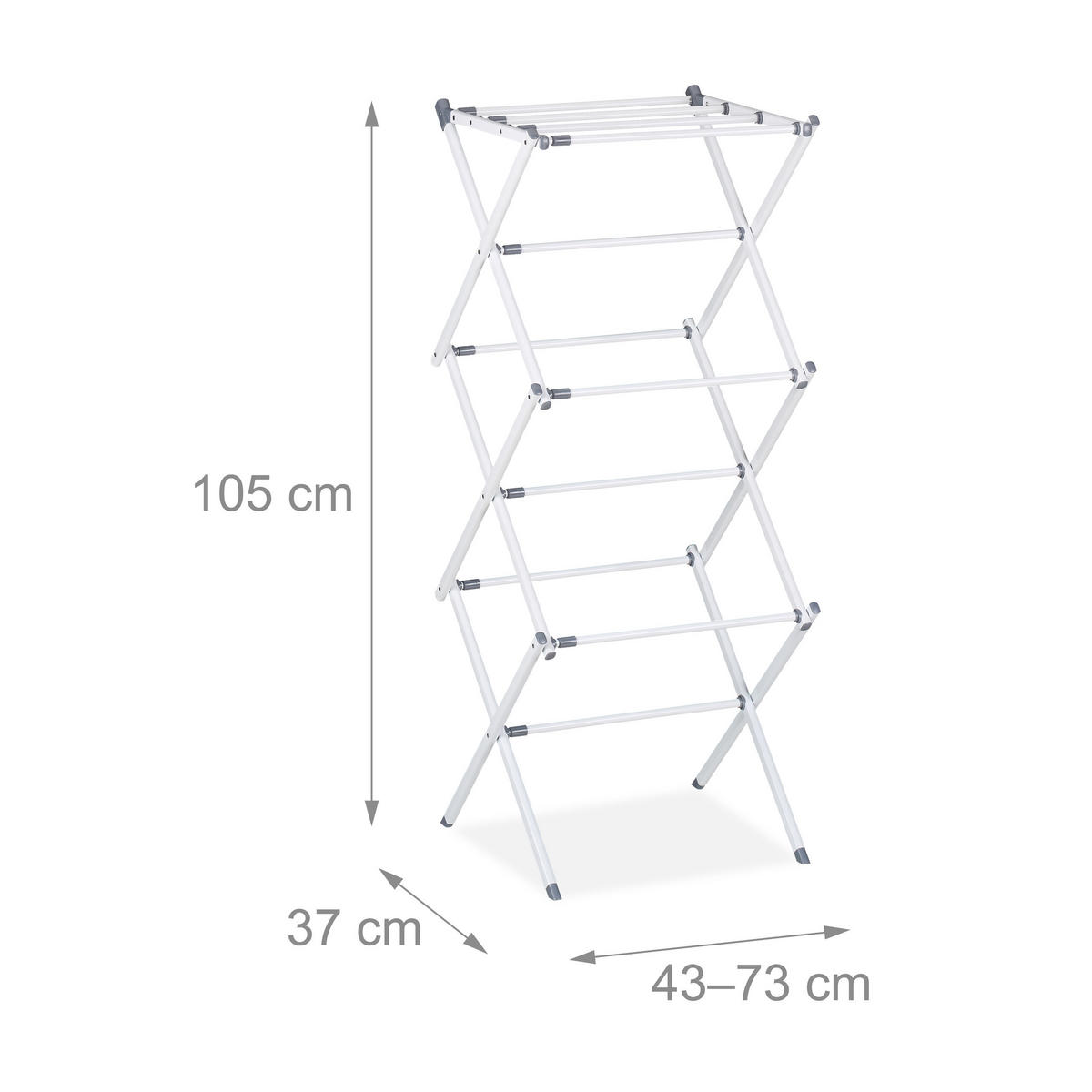 STOJAN na prádlo - biela, kov/plast (73/105/37cm) - Relaxdays