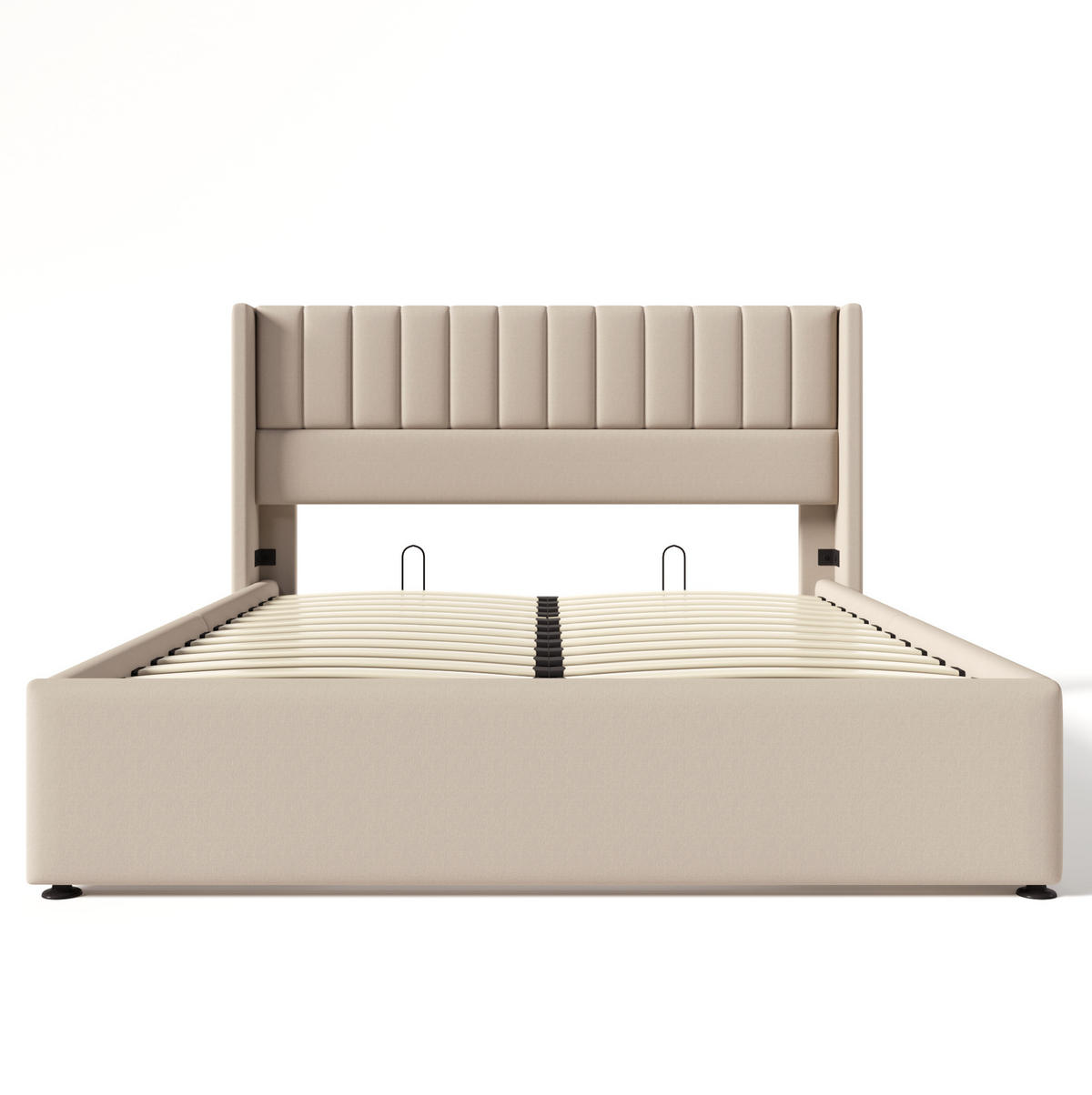 TAPECIRANI krevet 160/200 cm bež od lana s hidrauličnim spremištem - bež, tekstil (160/200cm) - OKWISH