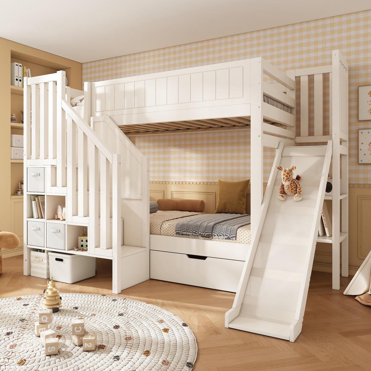 ETAGENBETT Mit Rutsche Weiß 90x200 cm - Weiß, Holz (90/200cm) - ComfortXL