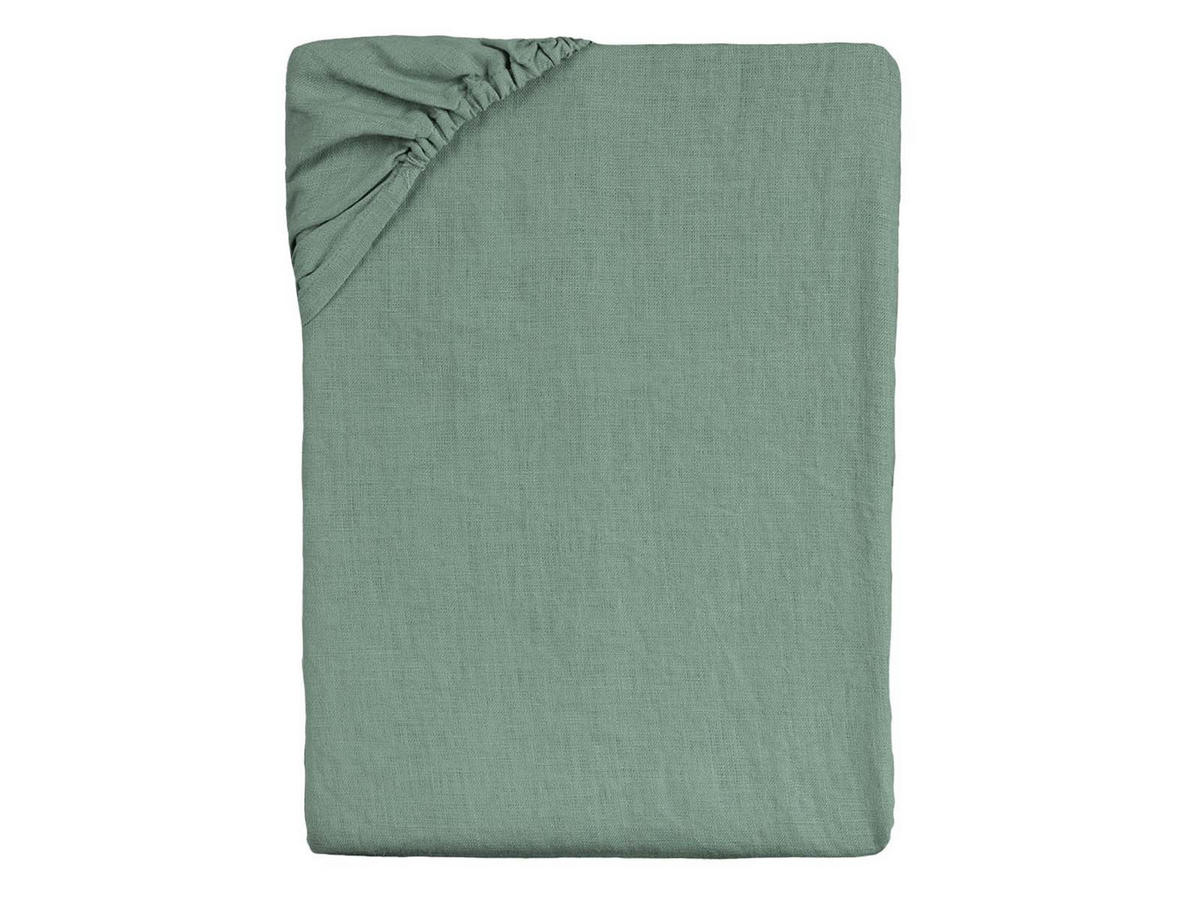 SPANNBETTTUCH reines Leinen natural-mint 90/200 cm - Mintgrün, Naturmaterialien (90/200cm) - beties Heimtextil