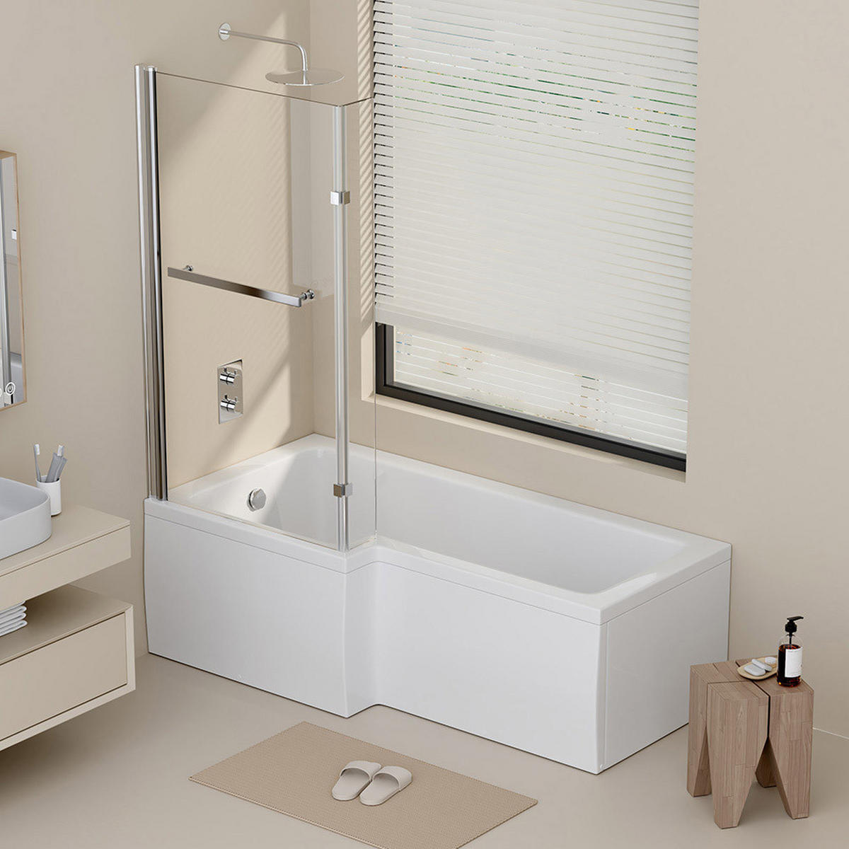BADEWANNE ELARA - Seitenauslage: Rechts - Weiß, Keramik (170/53/85cm) - Home Deluxe