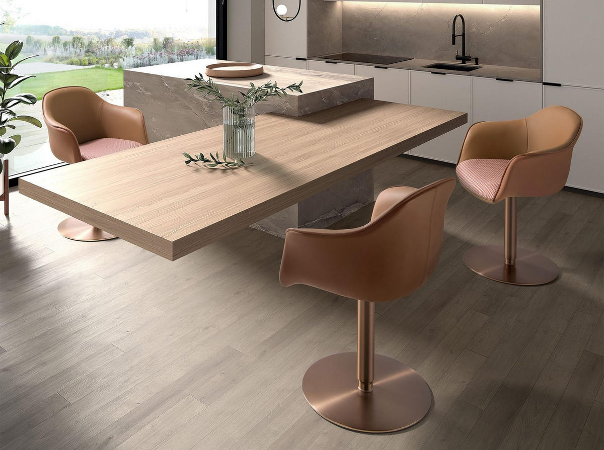 STUHL aus terrakottabraunem und beigem Stoff 60/54/77 cm - Pink/Terracotta, Leder/Textil (60/77/54cm) - ANGEL CERDA