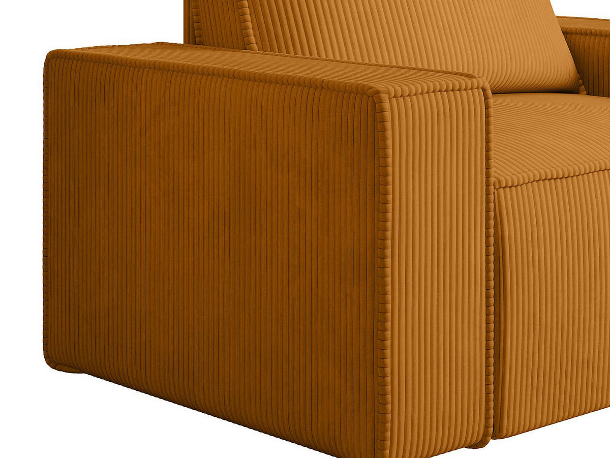 SESSEL mit gerader Rückenlehne - 1 Person - samt - hellorange Amelia - Orange, Textil (120/85/86cm) - Vente-Unique