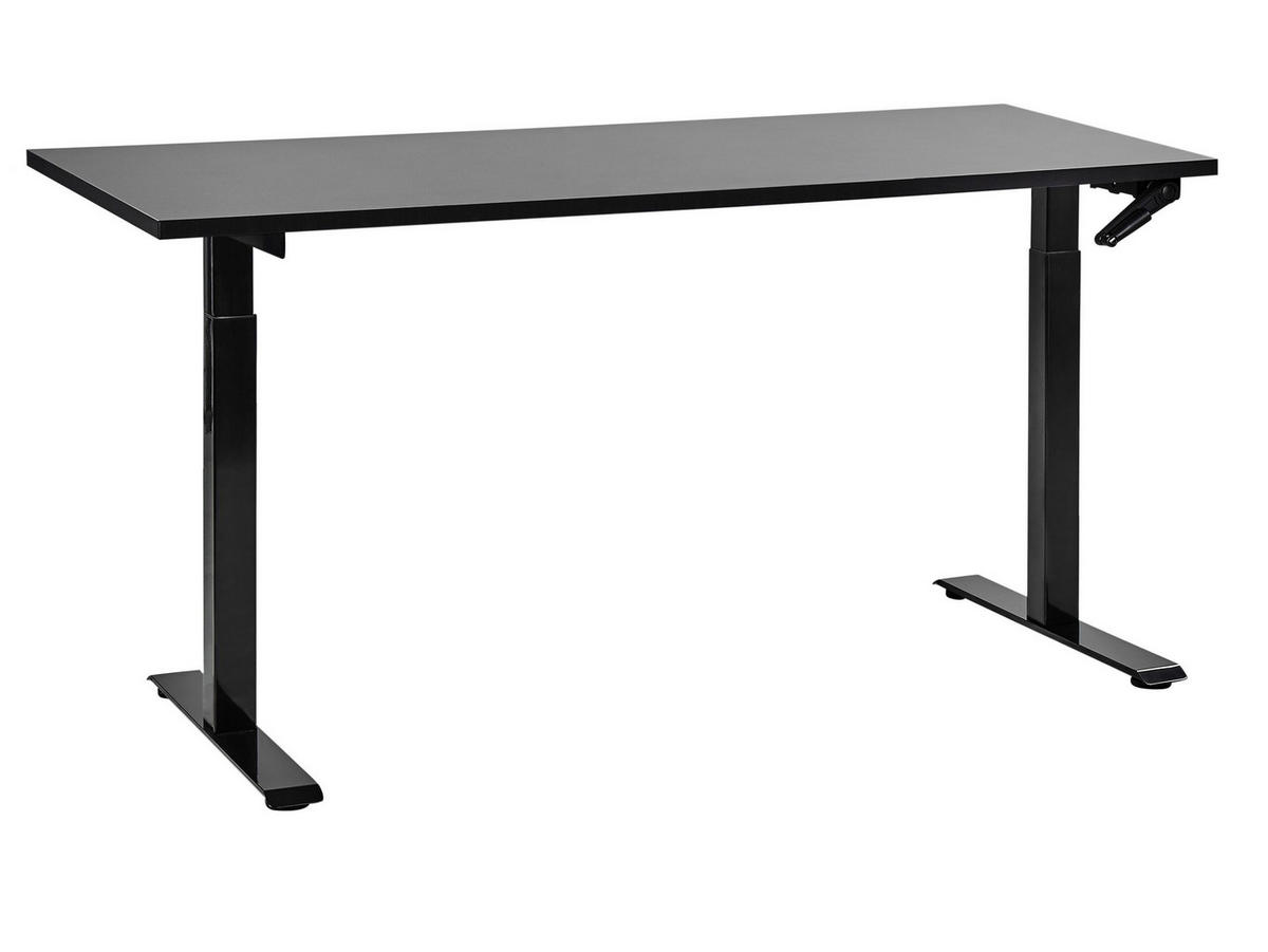HÖHENVERSTELLBARER SCHREIBTISCH Manuell 160/72 cm Schwarz Destin III - Schwarz, Holzwerkstoff (72/160/74cm) - Beliani