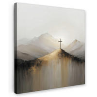 LEINWANDBILD Hügel - Abstrakt - Kreuz - Christentum Deko Wohnzimmer 20x20 cm - Beige, Textil (20/20cm) - MuchoWow