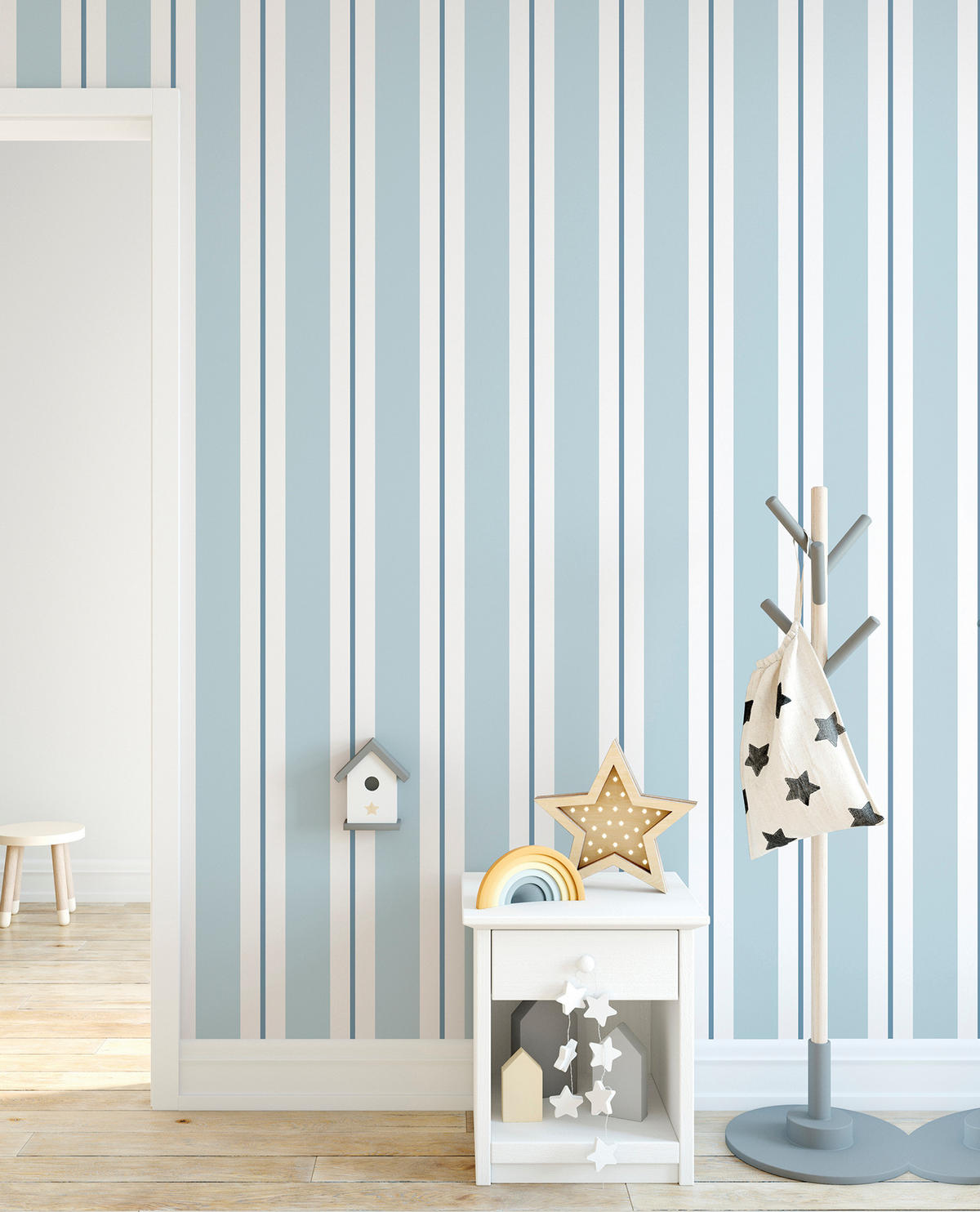 TAPETE Streifen 53 cm x 10 m - Blau, Papier (53/1000cm) - Sanders & Sanders