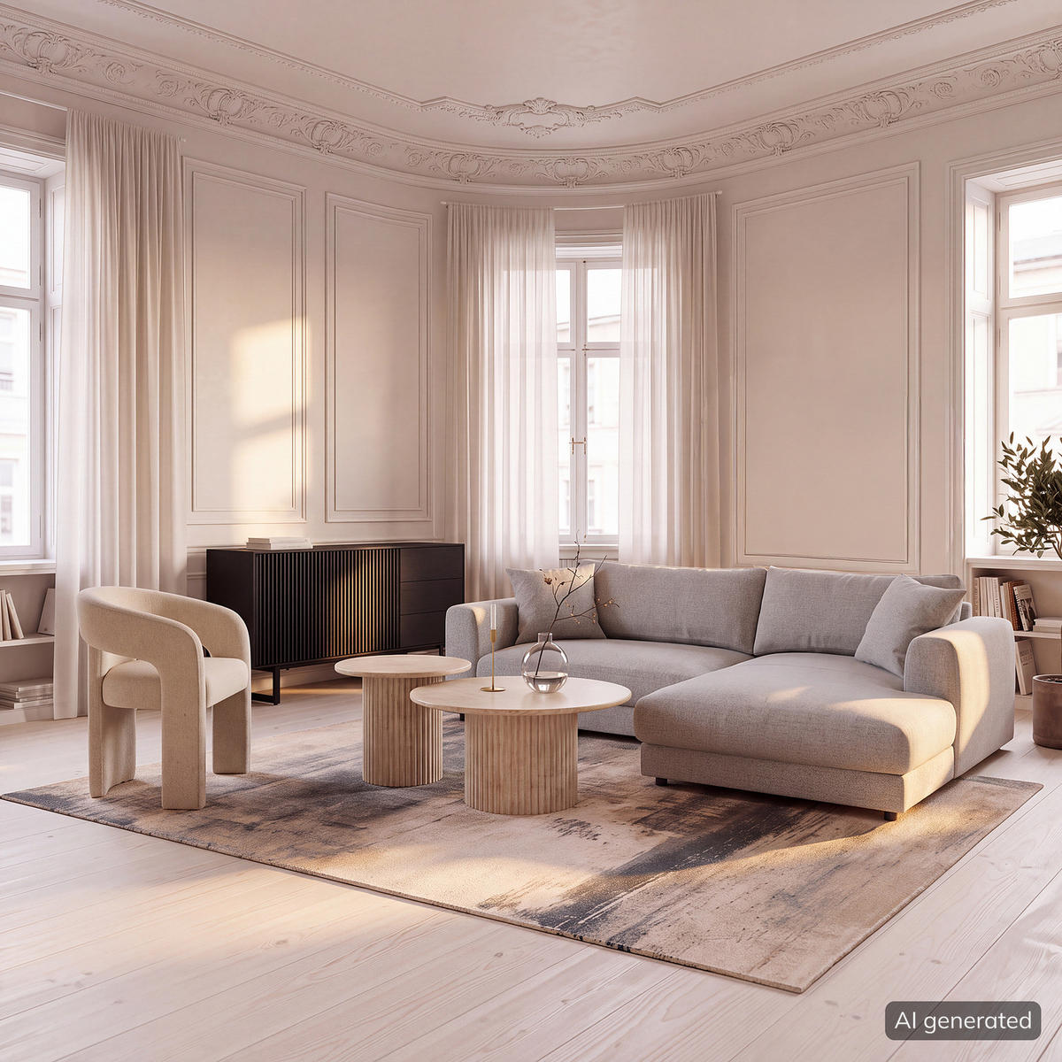 ECKSOFA mit Longchair - Hellgrau/Schwarz, Holz/Kunststoff (238/183cm) - home24