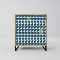 SIDEBOARD OUT OF CONTEXT, Eichefarben, 57,5x42x67,5 cm, Schwarze Metall-Rahmenfüße - Eichefarben/Multicolor, Holzwerkstoff/Metall (57.5/67.5/42cm) - SpaceRebels
