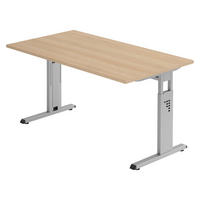 SCHREIBTISCH Serie-O 80/140/74 cm in Eichefarben/Silberfarben - Eichefarben/Silberfarben, Holzwerkstoff (80/140/74cm) - bümö
