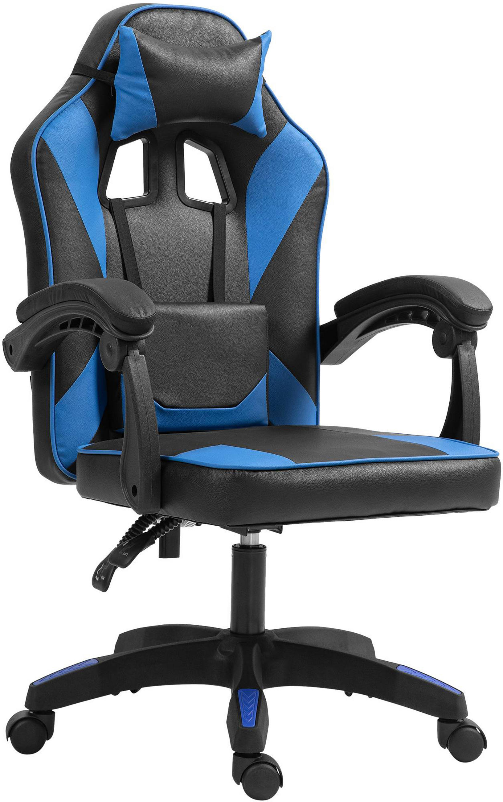 BÜROSTUHL Calyx Kunstleder schwarz/blau - Blau/Schwarz, Metall (60/121/59cm) - TPFLiving