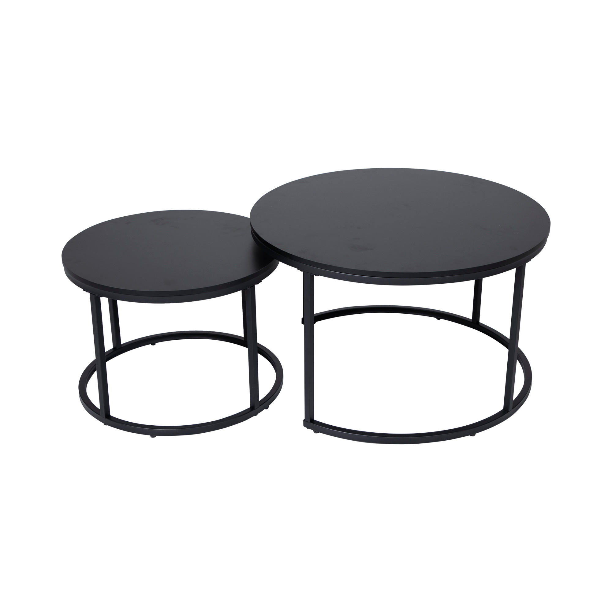 Home Collective Couchtisch 2er Set Rund Aus Holz, Wohnzimmertisch