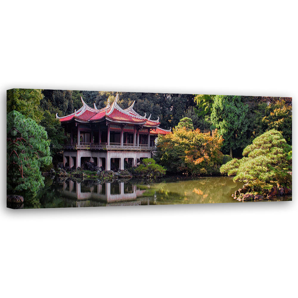 WANDBILD garten tokio natur - Grün, Textil (90/30cm) - Feeby