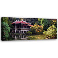 WANDBILD garten tokio natur - Grün, Textil (90/30cm) - Feeby