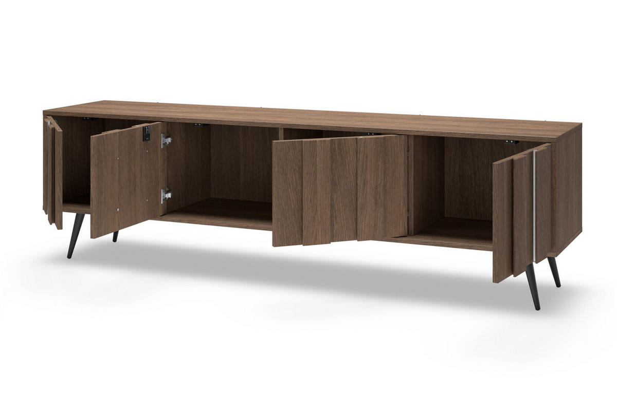 TV-SCHRANK 183 cm Resta, LED, 4 Türen, Eiche Dunin - Eichefarben/Schwarz, Holz/Metall (183/54/40cm) - Emporius