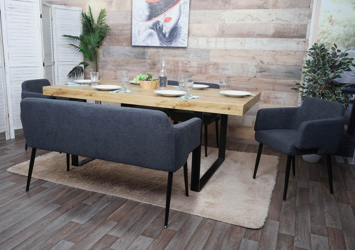 ESSZIMMER-SET Anthrazit 5er-Set - Anthrazit, Textil (133/77/56cm) - MCW