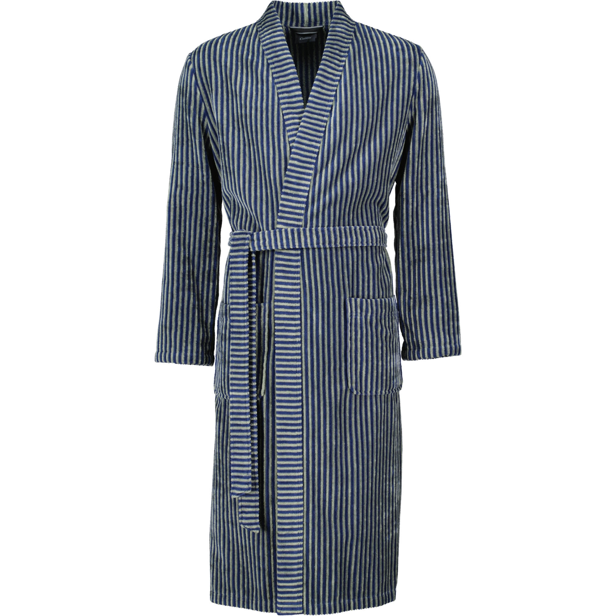 BADEMANTEL HERREN KIMONO STREIFEN 4854 BLAU-FIELD - 14 - Blau, Textil (Mnull) - Cawoe