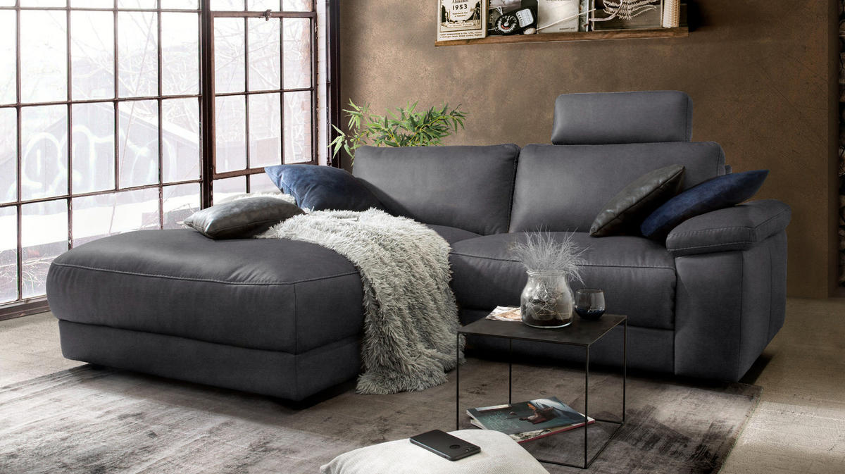 ECKSOFA MOTORISCH. RELAXFUNKTION LOLA Schwarz Webstoff - Schwarz, Textil (233/178cm) - KAWOLA