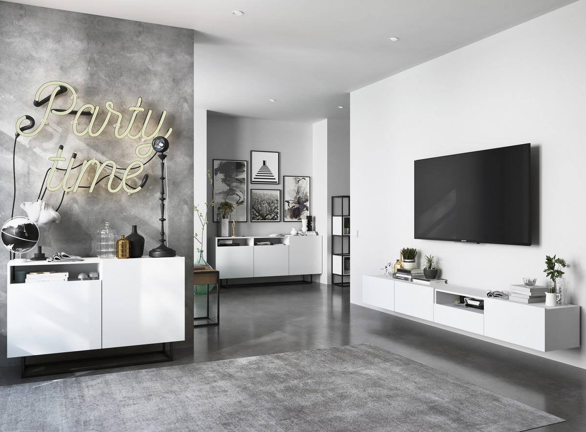 TV-SCHRANK Enjoy Weiß matt Schublade 120 cm - Weiß, Holzwerkstoff (120/30/35cm) - Meble Lindner