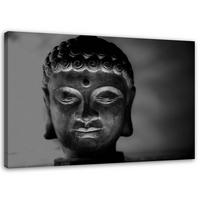 BILD AUF LEINWAND Buddha Kopf Feng Shui - Grau, Textil (60/40cm) - Feeby