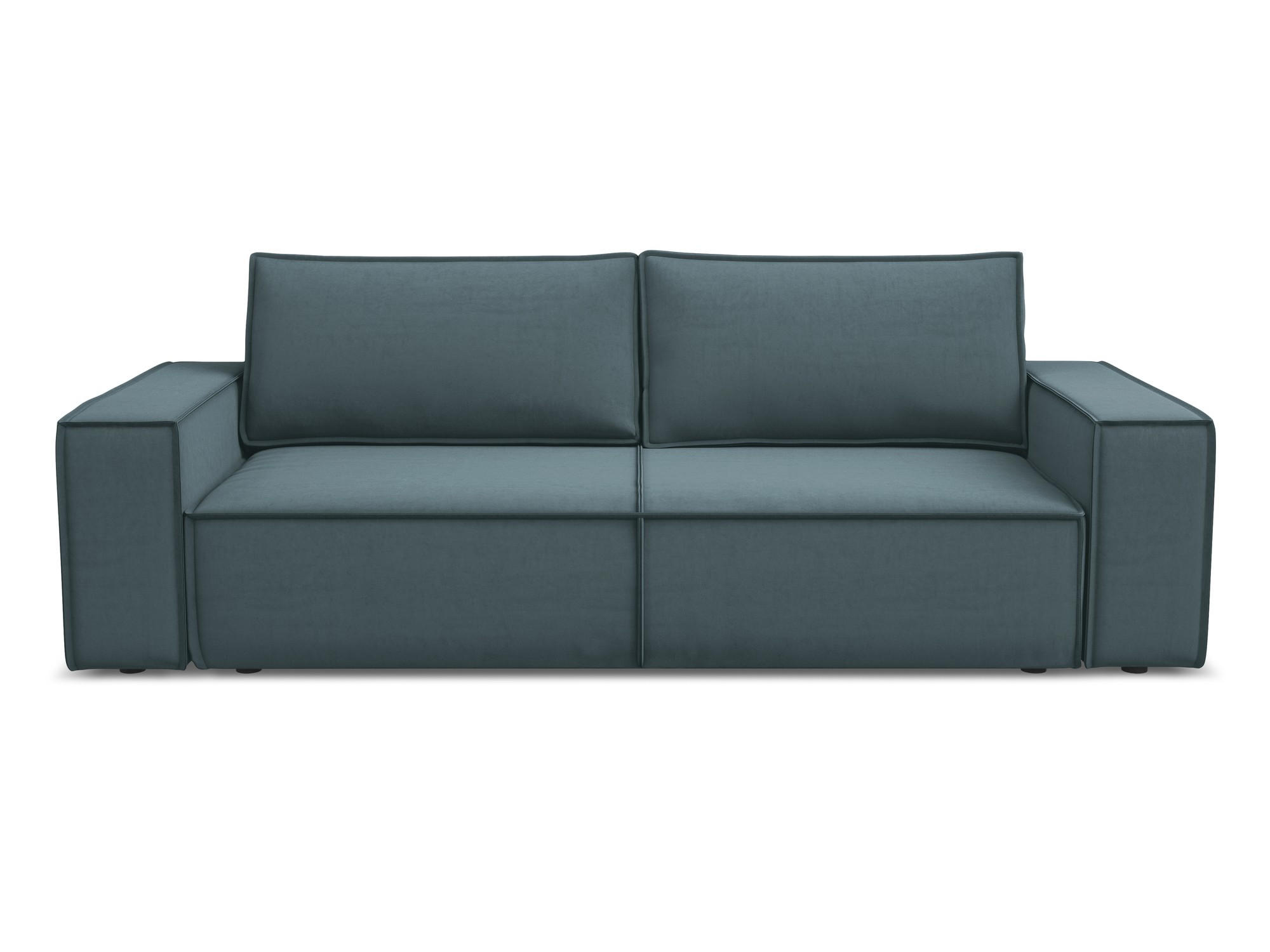 3-SITZER SOFA mit Schlaffunktion Samt Stoff Blau - Blau/Petrol, Kunststoff/Textil (255/85/105cm) - Makamii