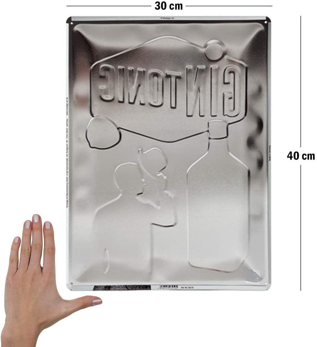 BLECHSCHILD 30/40 cm Open Bar Gin Tonic - Multicolor, Metall (30/40/0.2cm) - Nostalgic-Art