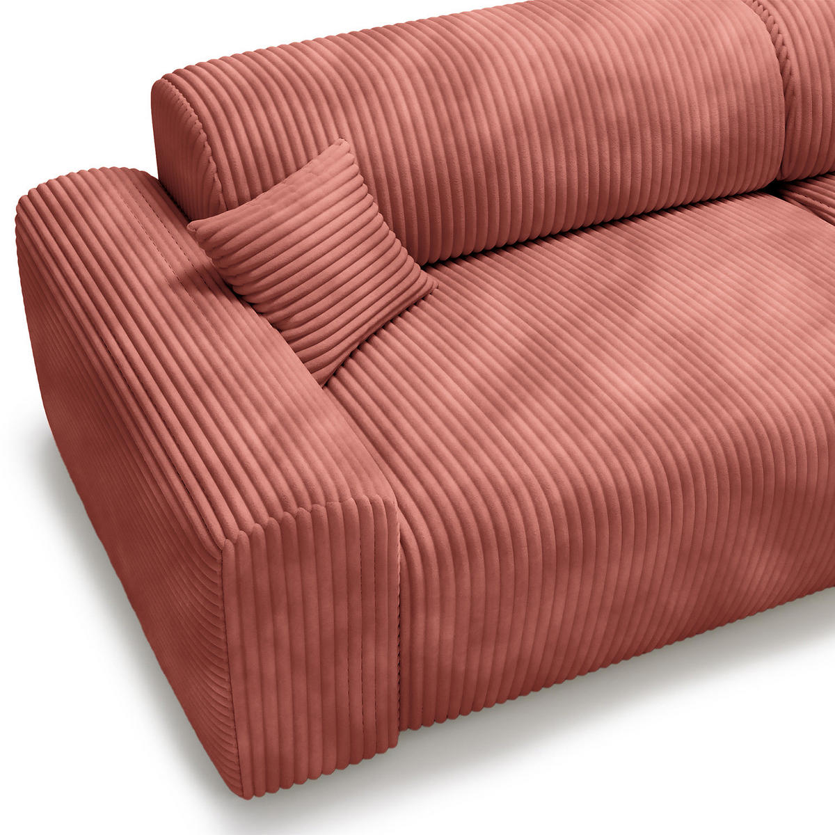 ECKSOFA mit Longchair - Cord - Schwarz/Altrosa, Kunststoff/Textil (284/178cm) - home24