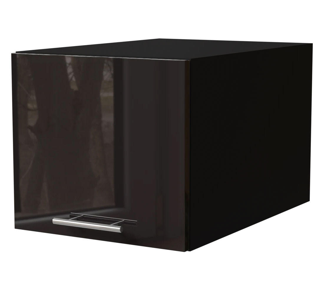 AUFSATZSCHRANK Essen W6B/40 Schwarz Hochglanz / Schwarz Matt 40 / 59 / 36cm - Schwarz Hochglanz/Schwarz, Holz/Holzwerkstoff (40/59/36cm) - Feldmann-Wohnen