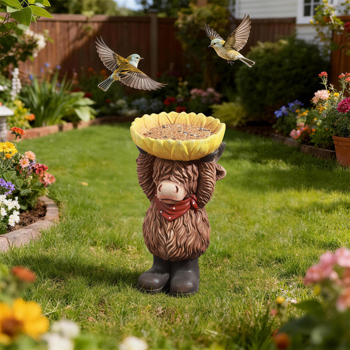 50CM H Hochland-Vogel-Futter- und Trinkautomat für den Außenbereich, aus MGO-Material, geeignet für Garten, Veranda und Hof - Multicolor, Kunststoff (28/50/28cm) - Hometopia