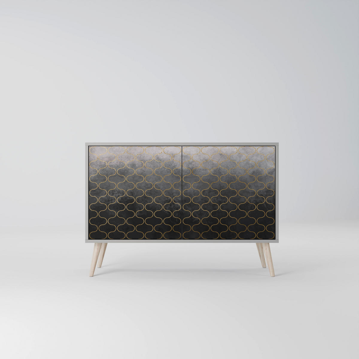 SIDEBOARD TESSELATED GRAYISH, Eicheneffekt, 111x42x77,5 cm, 2 Türen - Eichefarben/Buchefarben, Holzwerkstoff/Buchenholz (111/77.5/42cm) - SpaceRebels