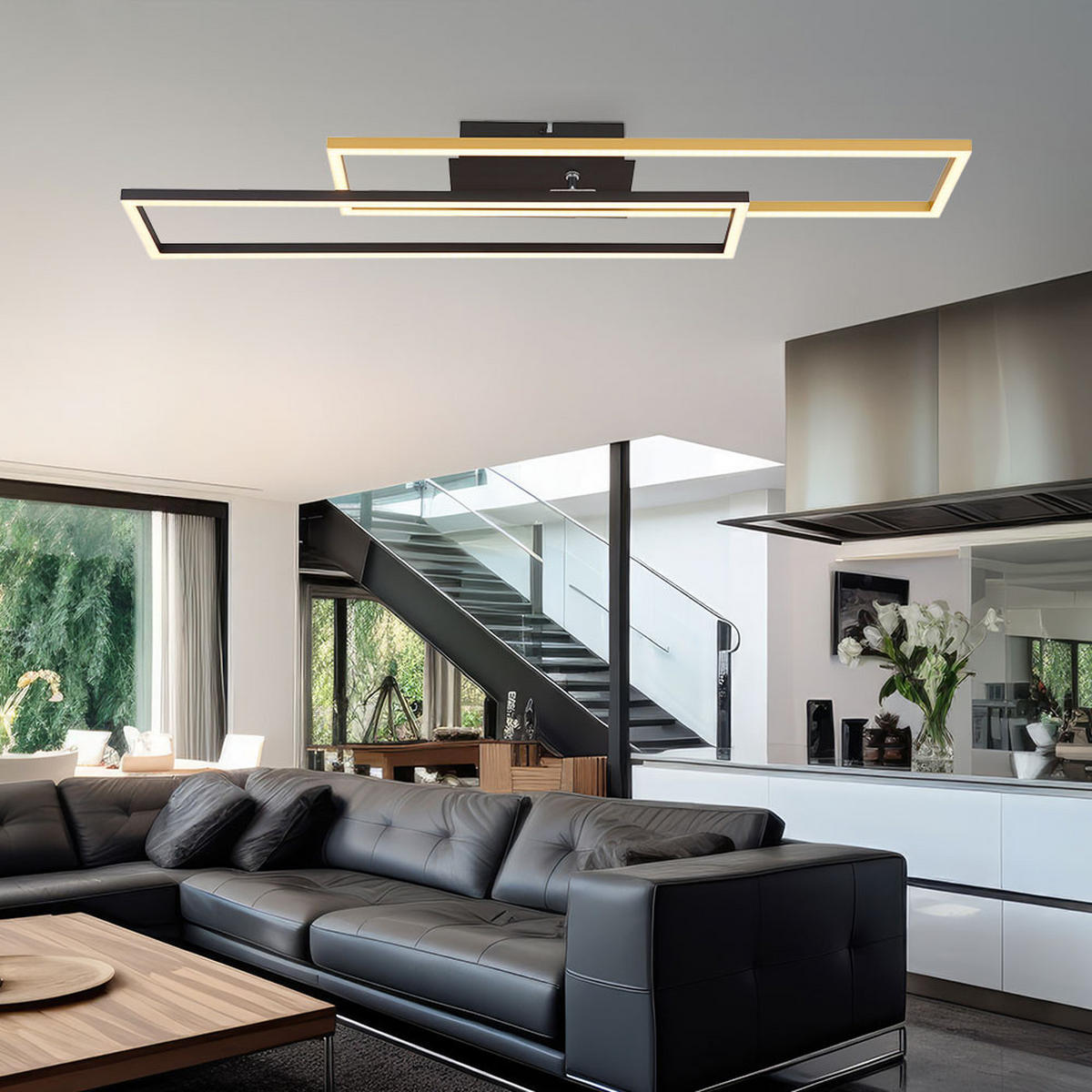 LED DECKENLEUCHTE Alu Gold Matt - Goldfarben, Metall (80/60/7.5cm) - Globo Lighting