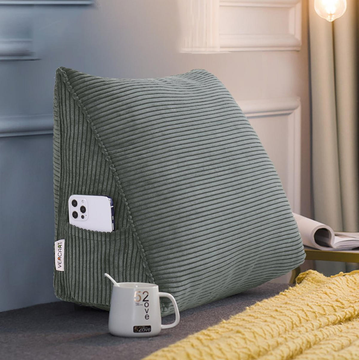 RÜCKENKISSEN für Bett Kord Grau 45 cm - Grau, Textil (35/45cm) - Vercart