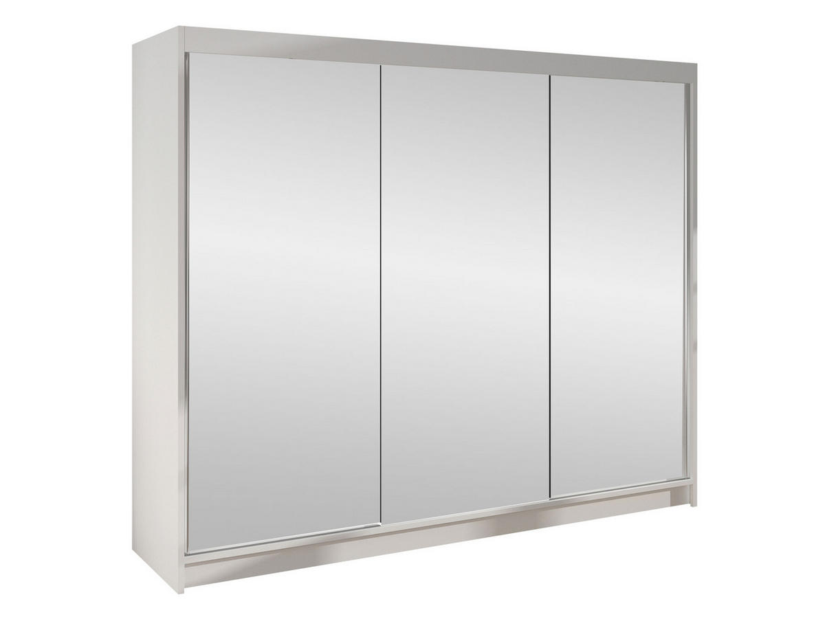 SCHWEBETÜRENSCHRANK Derby III - Weiß, Holzwerkstoff/Metall (200/215/58cm) - MIRJAN24