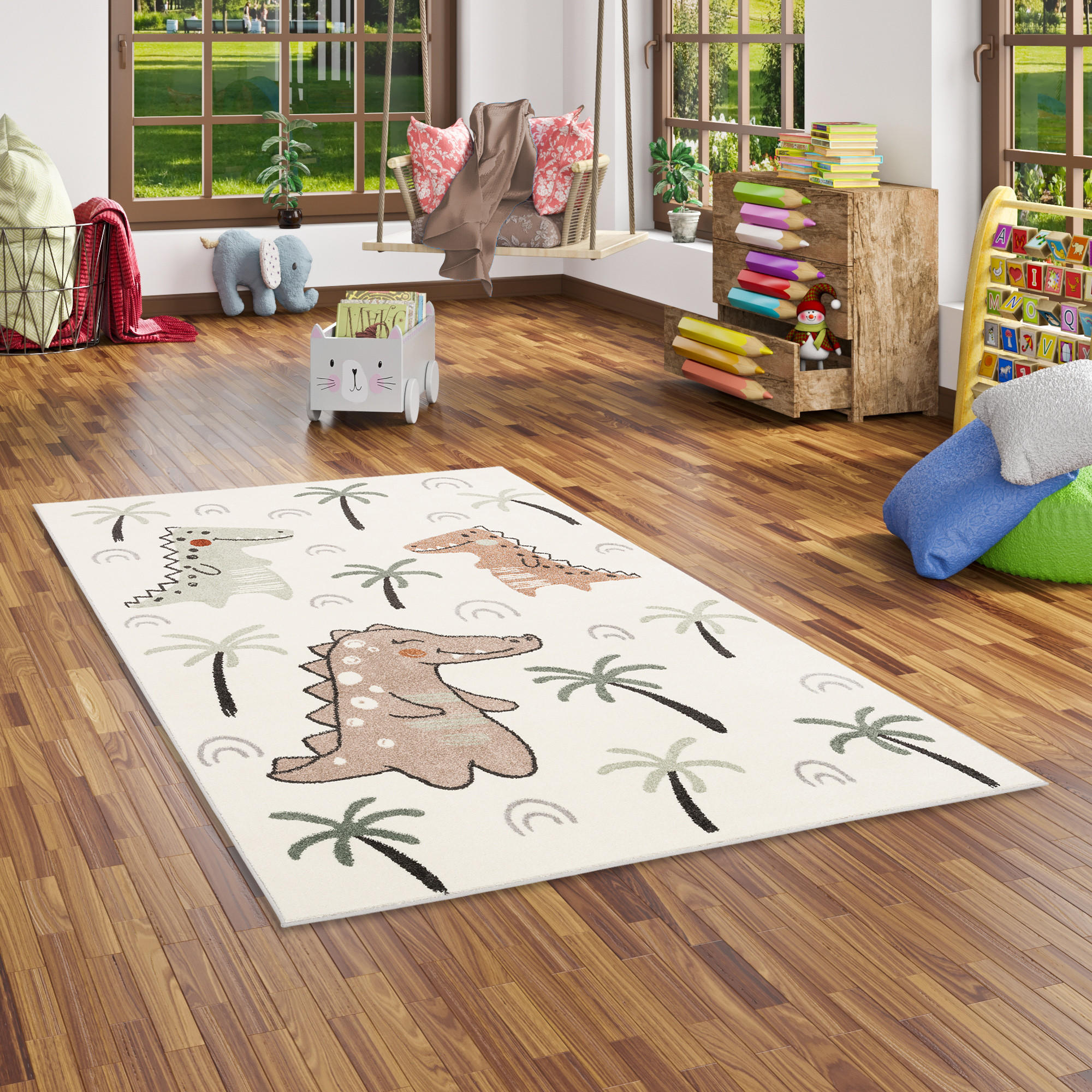 KINDER TEPPICH SOFTSTAR KIDS LUSTIGE DINOS - Multicolor, Textil (140/200cm) - Pergamon