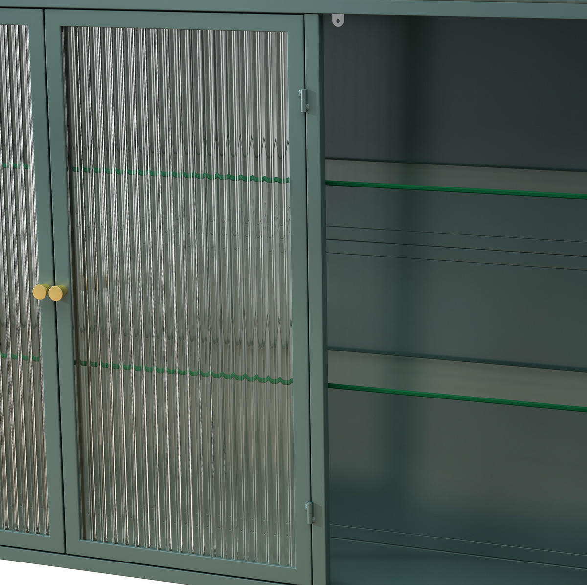 KÜCHENOBERSCHRANK mit Glasfront in Dunkelgrün – 3 Türen, wandhängend - Grün, Glas (90/70/20cm) - BEAOK