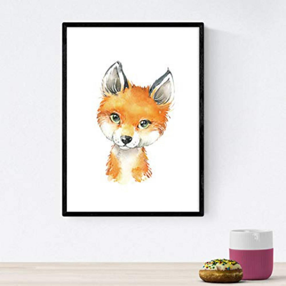 POSTER Set mit 4 Waschbär Fuchs Esel und Leopard A4 Rahmenlos - Klar, Papier (29.7/3cm) - Nacnic