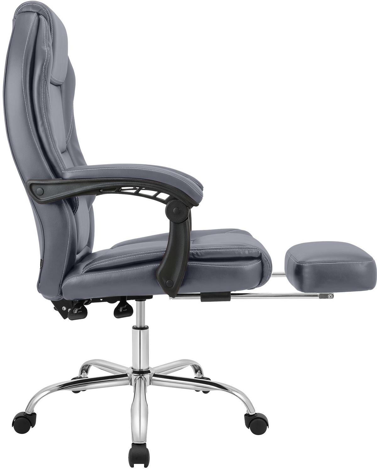 CHEFSESSEL Lederlook Grau - Grau, Kunststoff/Textil (65/109/73cm) - CLP