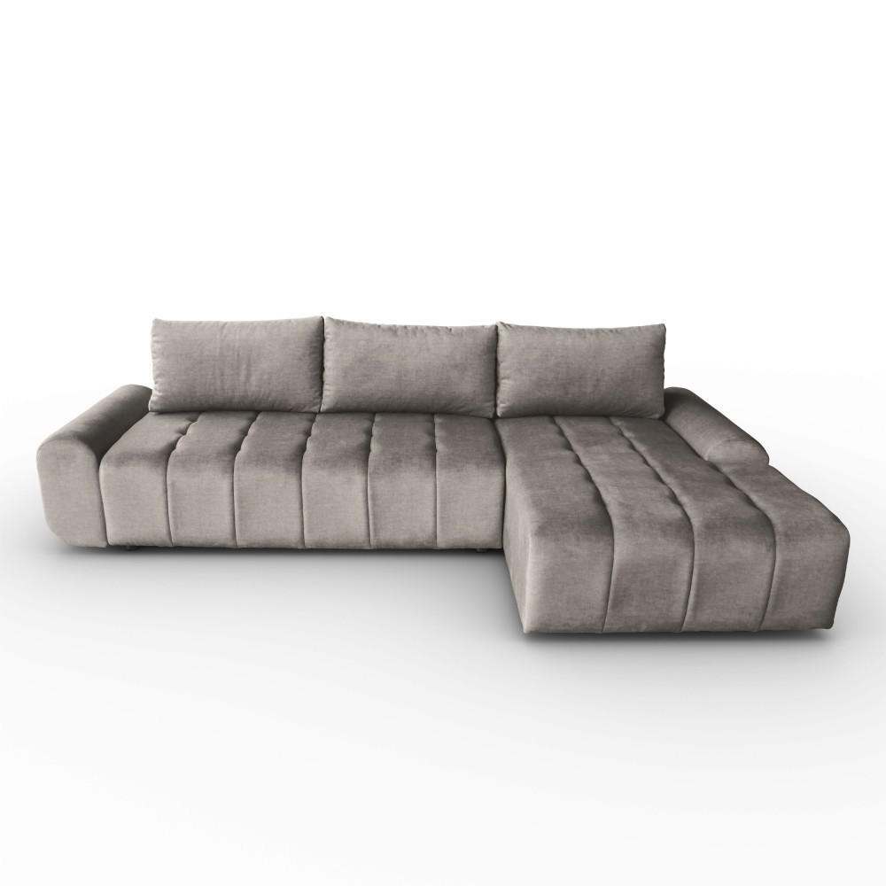 ECKSCHLAFSOFA Costa L Taupe rechts - Taupe/Schwarz, Kunststoff/Textil (290/169cm) - Beautysofa