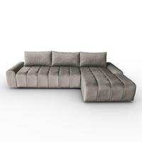 ECKSCHLAFSOFA Costa L Taupe rechts - Taupe/Schwarz, Kunststoff/Textil (290/169cm) - Beautysofa