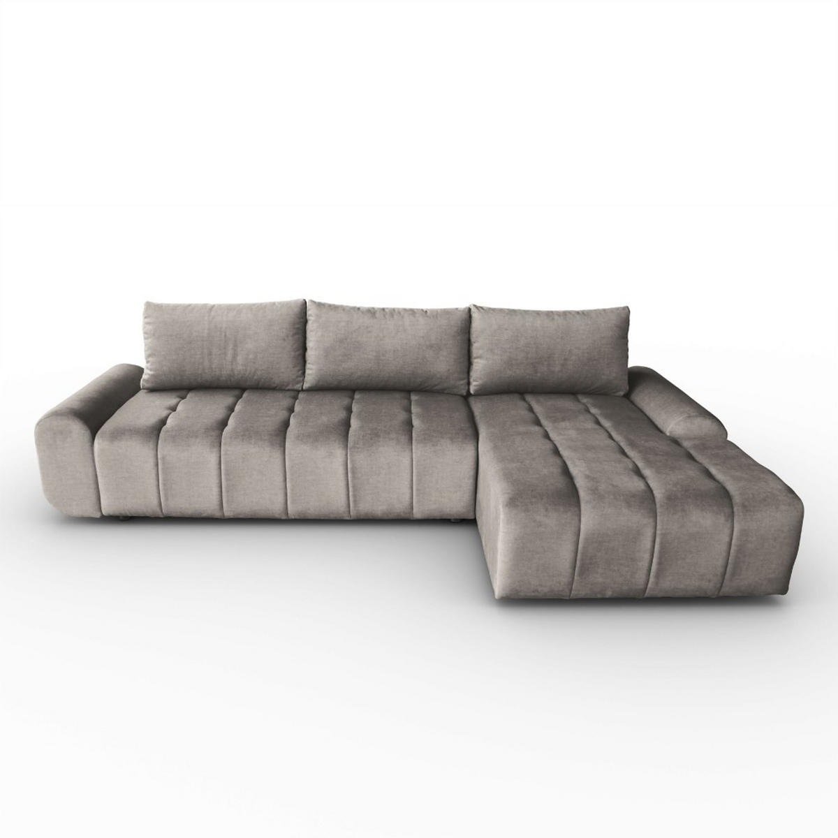 ECKSCHLAFSOFA Costa L Taupe rechts - Taupe/Schwarz, Kunststoff/Textil (290/169cm) - Beautysofa