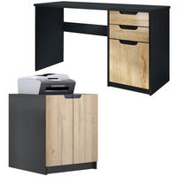BÜROMÖBELSET Paris Eiche Natur - Eichefarben, Holzwerkstoff (60/180/76cm) - Vladon