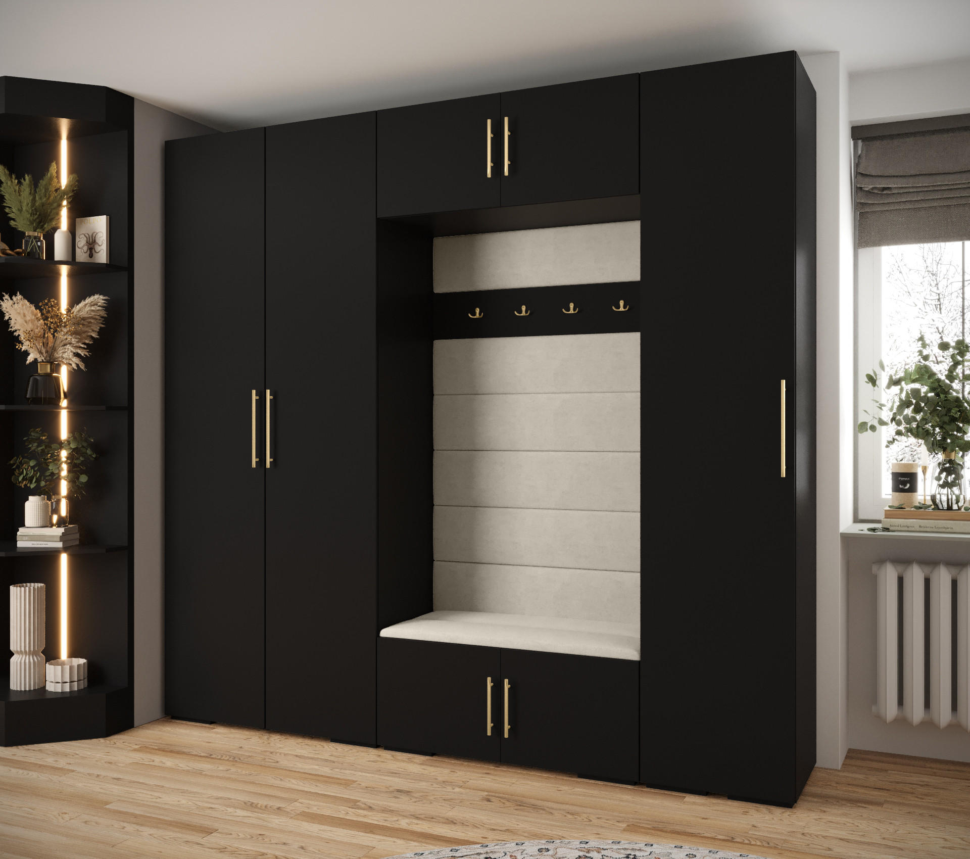 GARDEROBEN-SET 236,7/250/47 - Beige/Goldfarben, Holz/Kunststoff (250/236.7/47cm) - Abiks Möbel