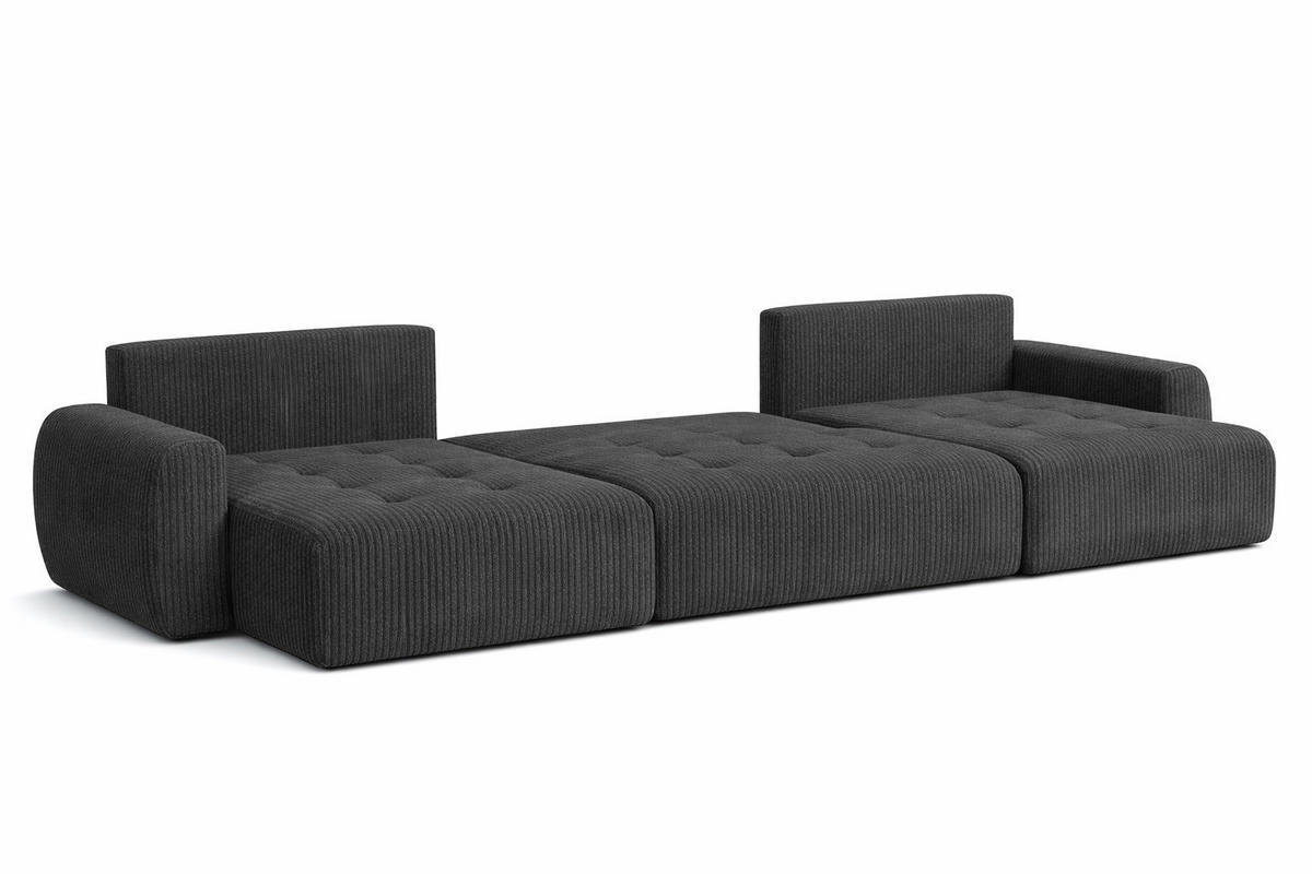 ECKSOFA Mit Schlaffunktion Und Bettkasten U-Form Ivo U, Cordstoff Poso, Grau - Grau, Holz (342/142cm) - Kaiser Möbel