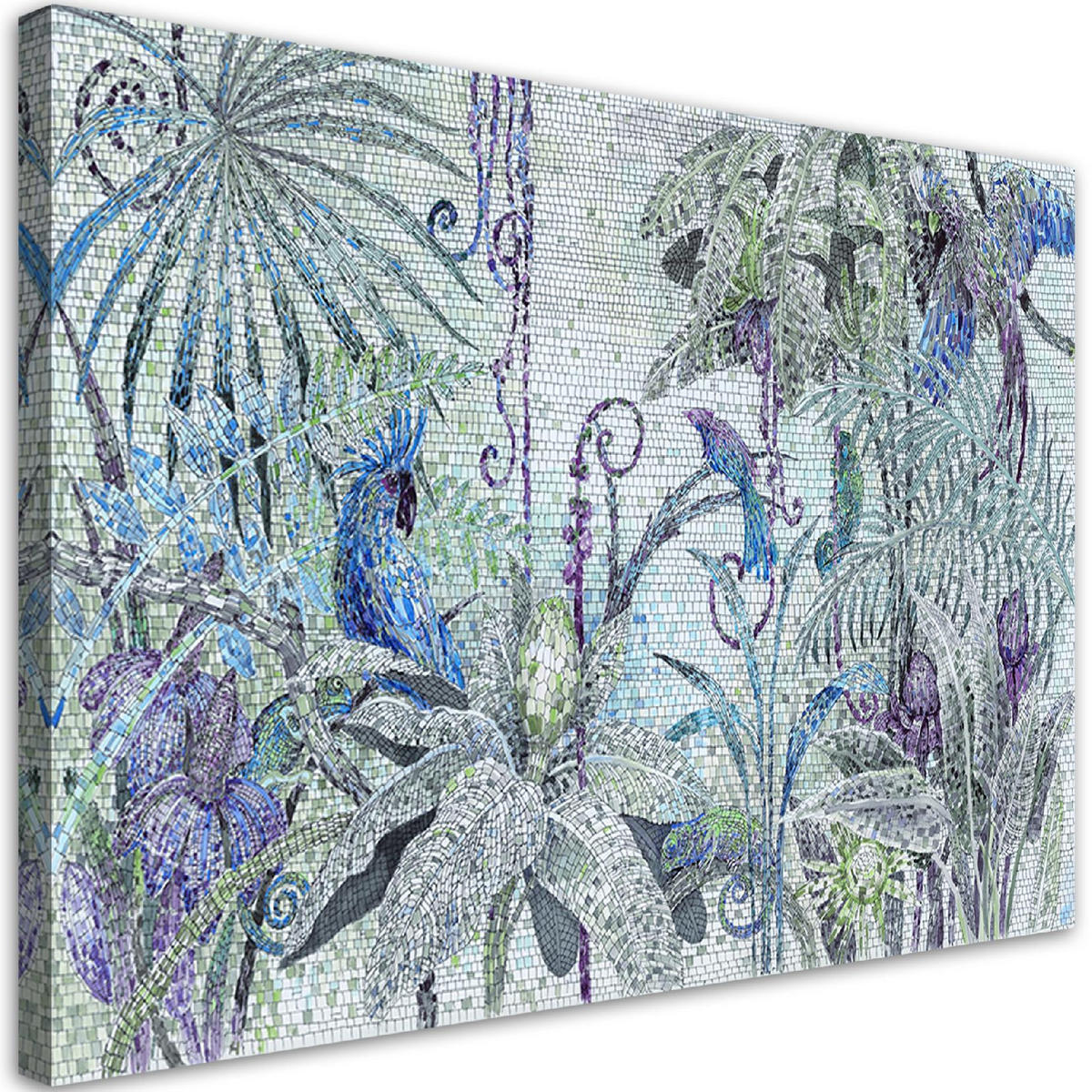 WANDBILD mosaik dschungel - Blau, Textil (60/40cm) - Feeby