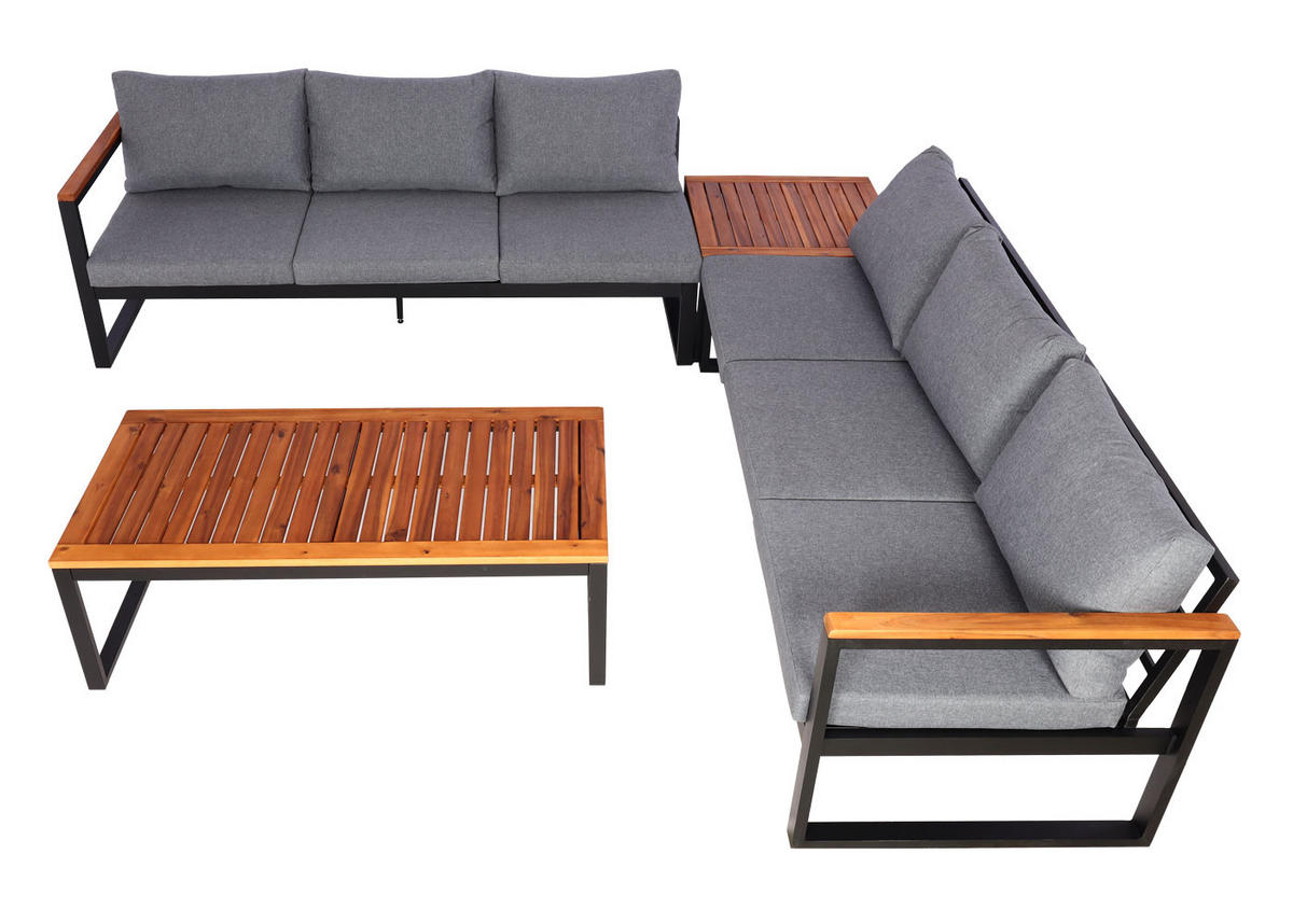 GARTEN-GARNITUR Braun, Grau - Braun/Grau, Holz - MCW