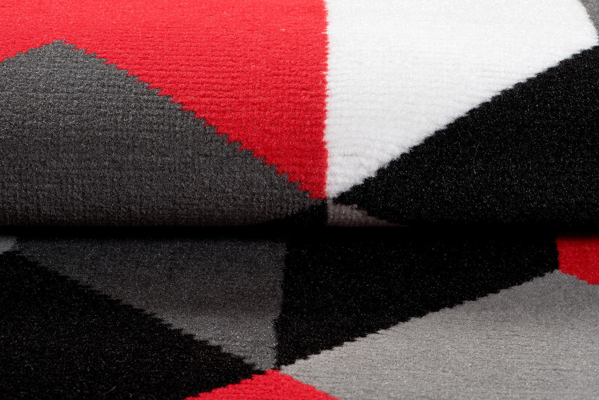 TEPPICH MAYA Rot Geometrisch Gitter Figuren 80/150 cm - Rot, Textil (80/150cm) - Tapiso