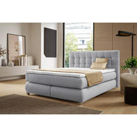 BOXSPRINGBETT BLAKE Bonellmatratze Topper 140x200 Hellgrau - Hellgrau, Holz (140/200cm) - Furnistar