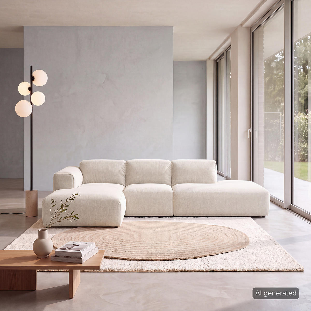 ECKSOFA mit Chaiselongue - Beige/Schwarz, Kunststoff/Textil (290/173cm) - home24