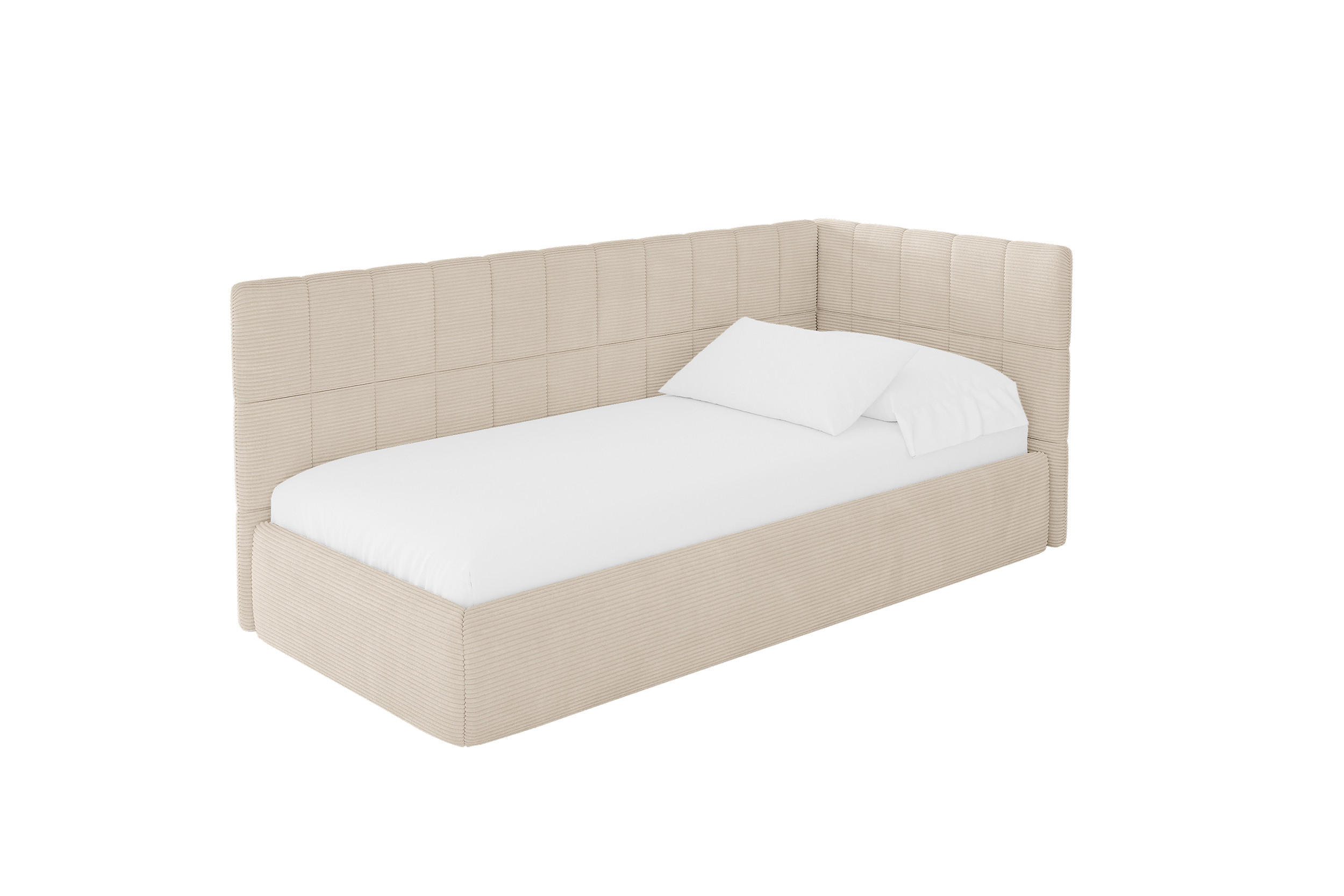 ALTDECOR JEDNOLŮŽKOVÁ POSTEL pro mládež s úložným prostorem a matrací H3/H4, vlevo - TULY 100x200 béžová
