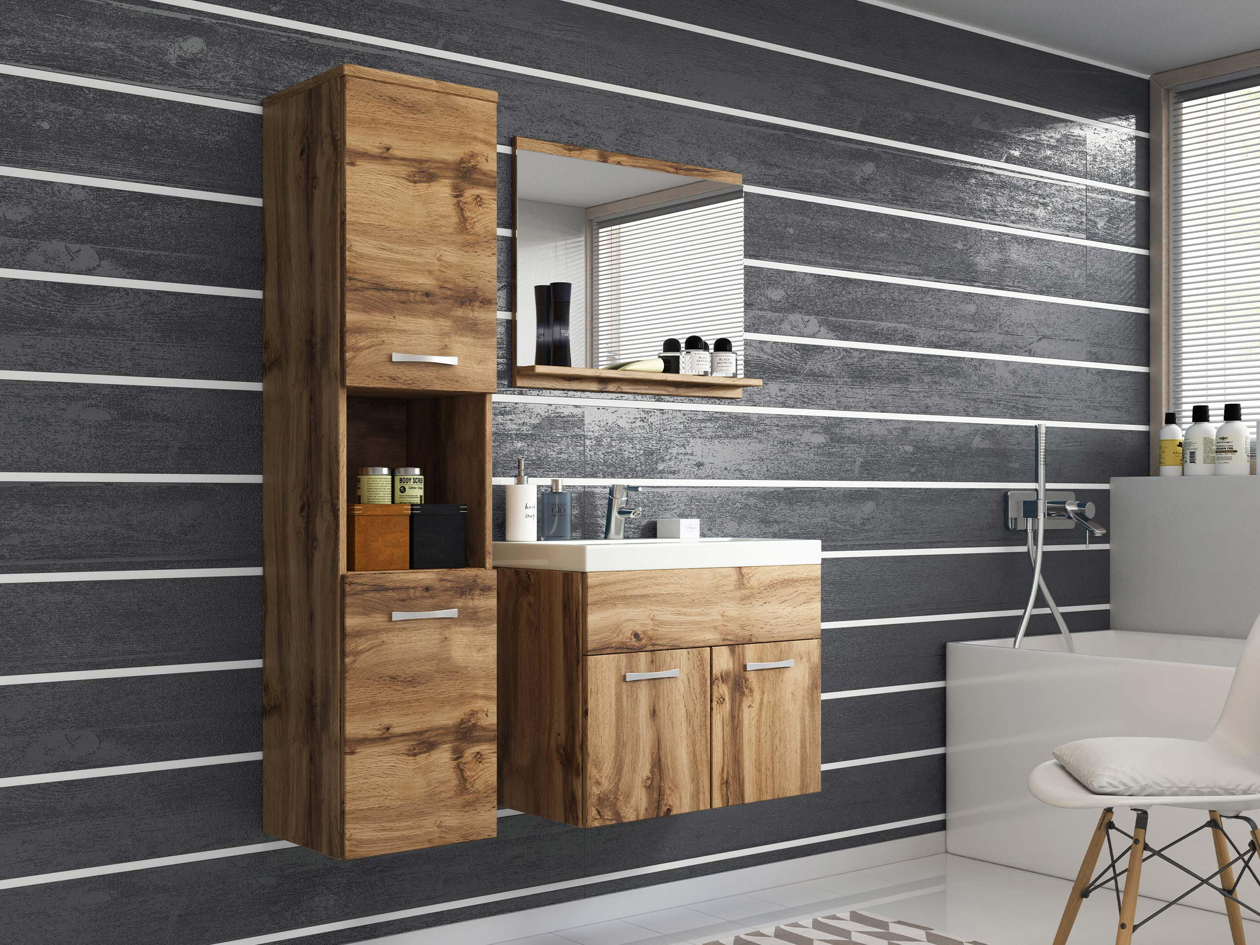 BADMÖBEL-SET Montreal - Eiche Wotan, Holzwerkstoff (30/132/30cm) - MIRJAN24