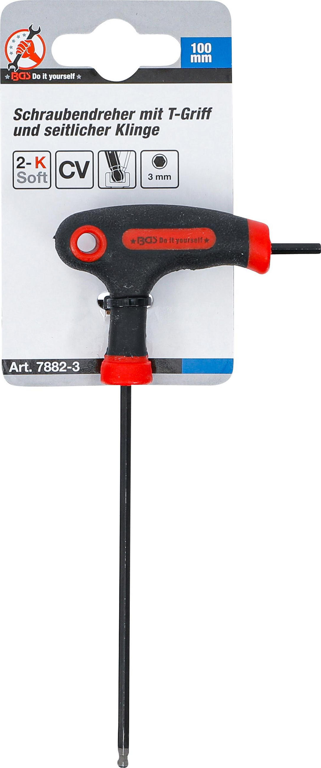 SCHRAUBENDREHER MIT T-GRIFF UND SEITLICHER KLINGE | INNENSECHSKANT / - Multicolor, Kunststoff/Metall (1/1cm) - BGS technic